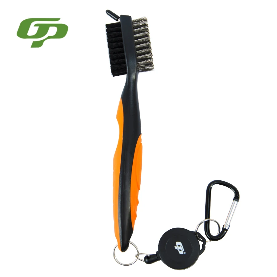 

2 side golf club brush and club groove cleaner with spike and clip, Mix color