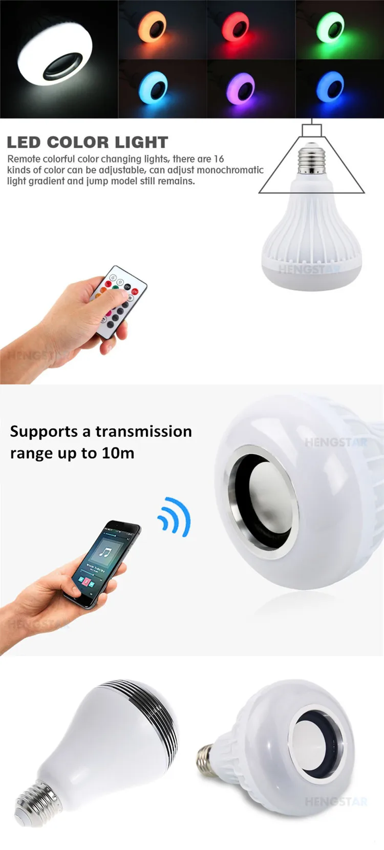 E26 E27 Bluetooth Led Music Bulb Smart Phone App Rgb Speaker Bluetooth