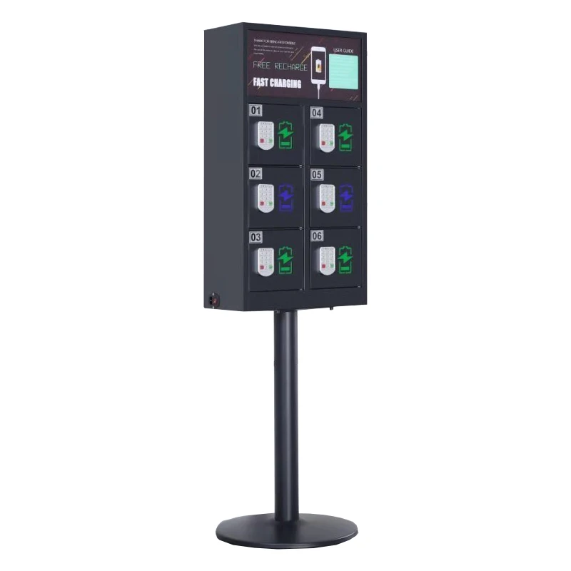 

Vertical type 6 bays cell phone charging station kiosk, White