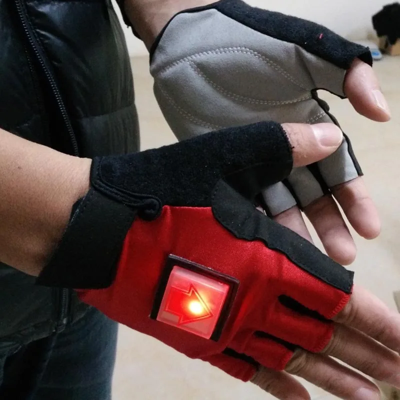 

LED Intelligent Cycling Gloves Bicycle Direction Turn Signal Sport Gloves, Red and blue