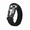 Hot Sale Custom Camping Outdoor Survival Emergency Men Cord Bracelet With Compass Fire Flint Whistle