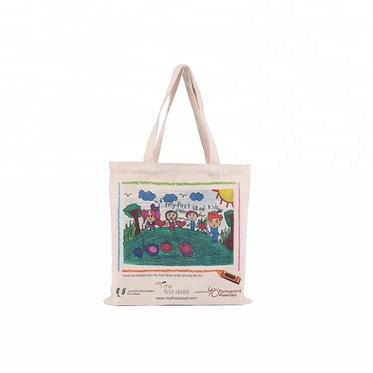 
high quality kids cotton canvas diy drawing bag 
