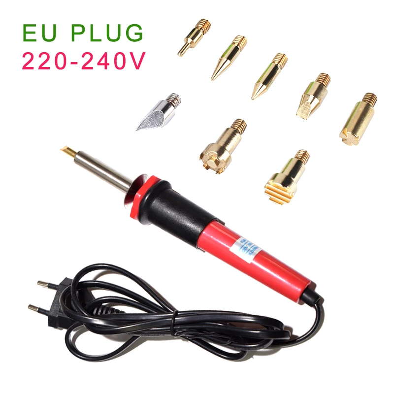 EU plug 30W 110-240V AC Holzverbrennung Tipps Dual Pyrography Pen Machine Kit Set Handwerk Werkzeuge