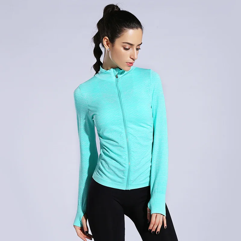 

Zipper Fitness Quick Dry Winter Women Sport Wear Thin Coat Yoga Jacket Running Gym Sweater, Blue,black,orange,purple,rose,green