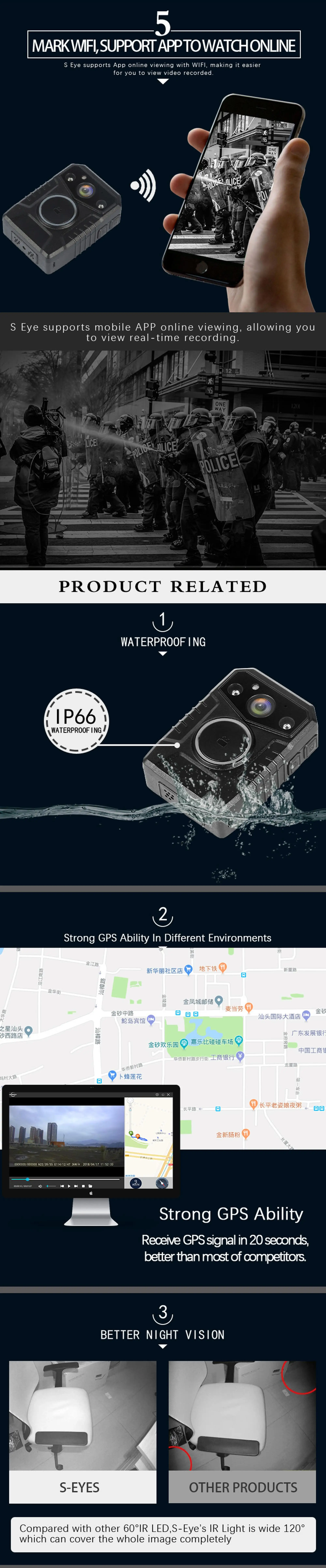 Best selling 3g 4g wearable camera police body 32gb gps