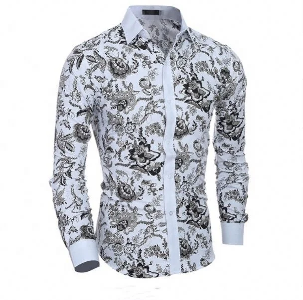 K15114 VZFF Fashion wholesale cotton printed men's dress shirt