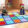 Kids play handtufted carpet rainbow block design carpet