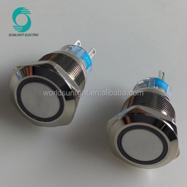 IP67 19mm illuminated or non-illuminated 5a waterproof momentary push button switch
