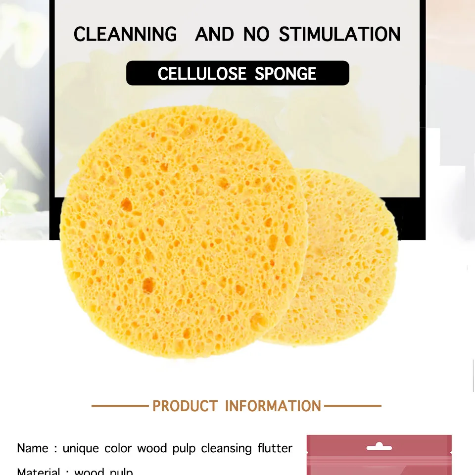 2pcs Natural Cellulose Facial Sponges Compressed Cellulose Sponge For