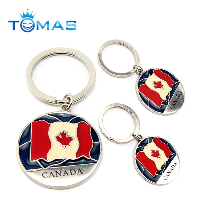 Best Selling Metal Canada Flag Motif Custom Keychains Buy Custom