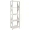 Antique White Wall Corner 4 Shelf Unit Solid Wood Bookcase