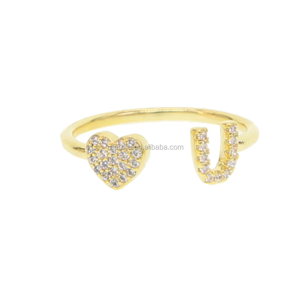 

Gold filled i love you open rings with aaa cz paved women finger rings for Valentine's Day rings