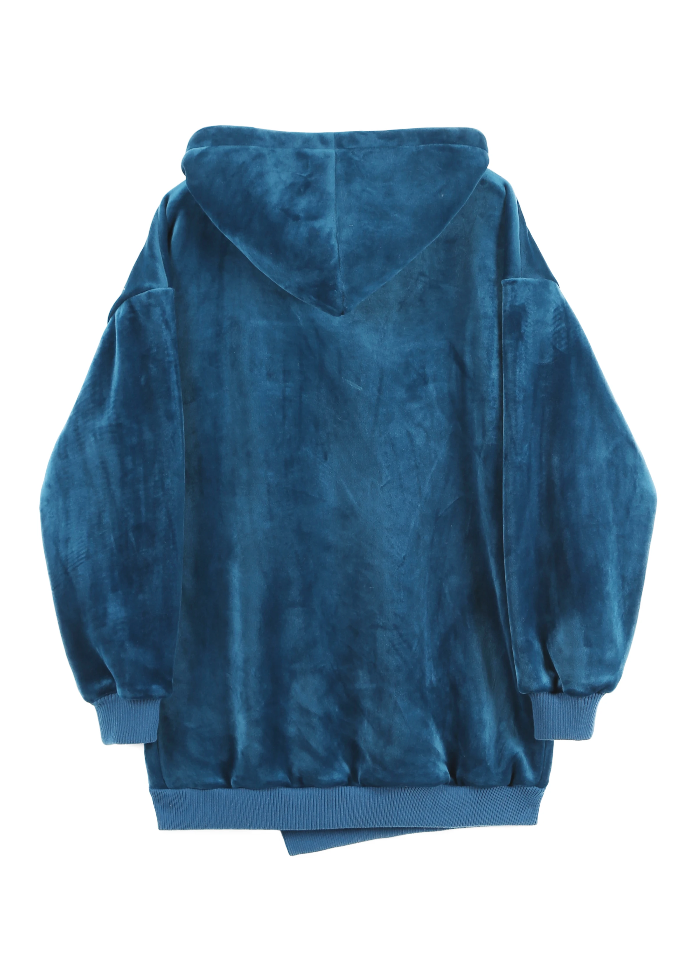 Ladies Velvet Hoodie Contracted And Loose In Long Irregular Velvet