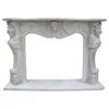 Hand carved marble stone fireplace mantel