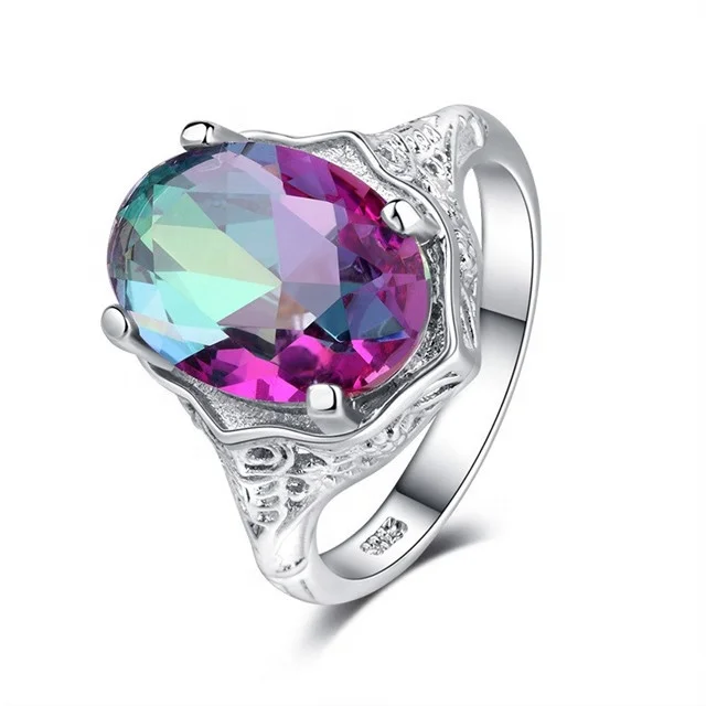 

Silver Color Cubic Zirconia CZ Colourful Crystal Party Rings for Women Girls Drop Shipping Jewelry Wholesale
