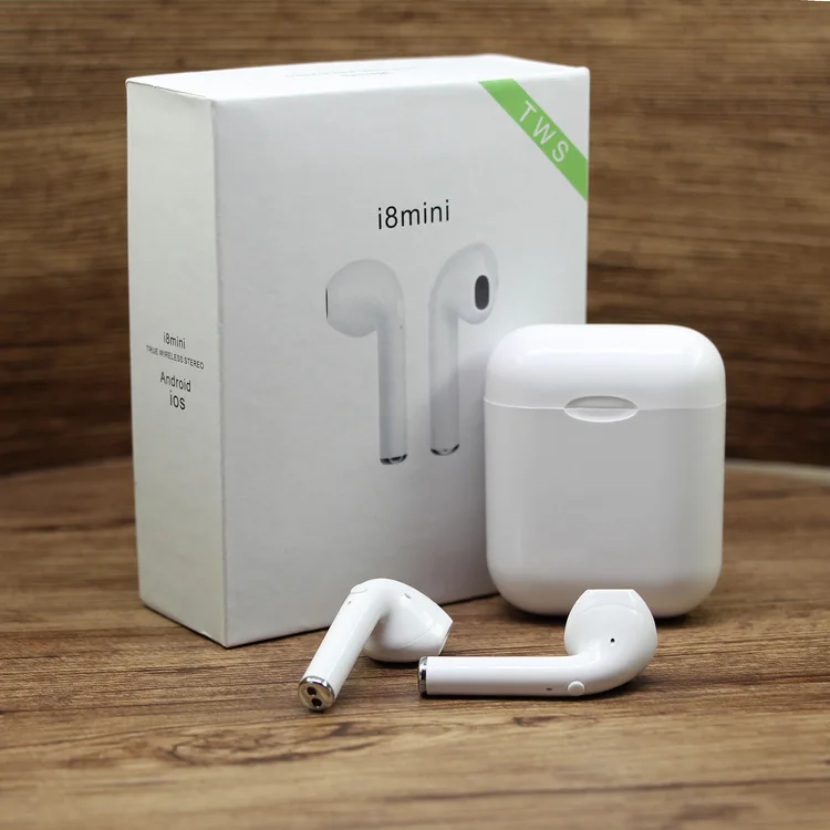 

i8 mini high quality design rohs music wireless wifi head set headphones, White