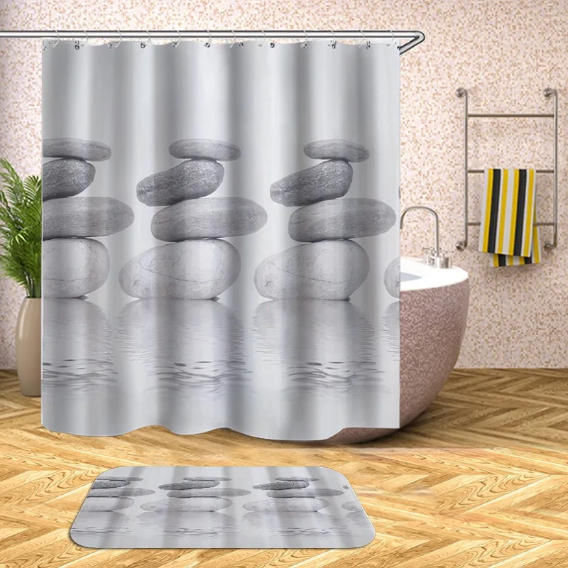 

Mildew Resistant Shower Curtain Design Hotel Plastic Hooks Print Designer Shower Curtain