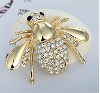 

European style animal badge jewelry gold silver plated alloy clear rhinestone crystal bee pin brooch