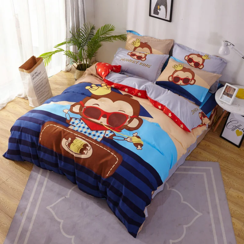 
Fashionable cotton four-piece sheets quilt cover cute puppy children cartoon baby bedding set 