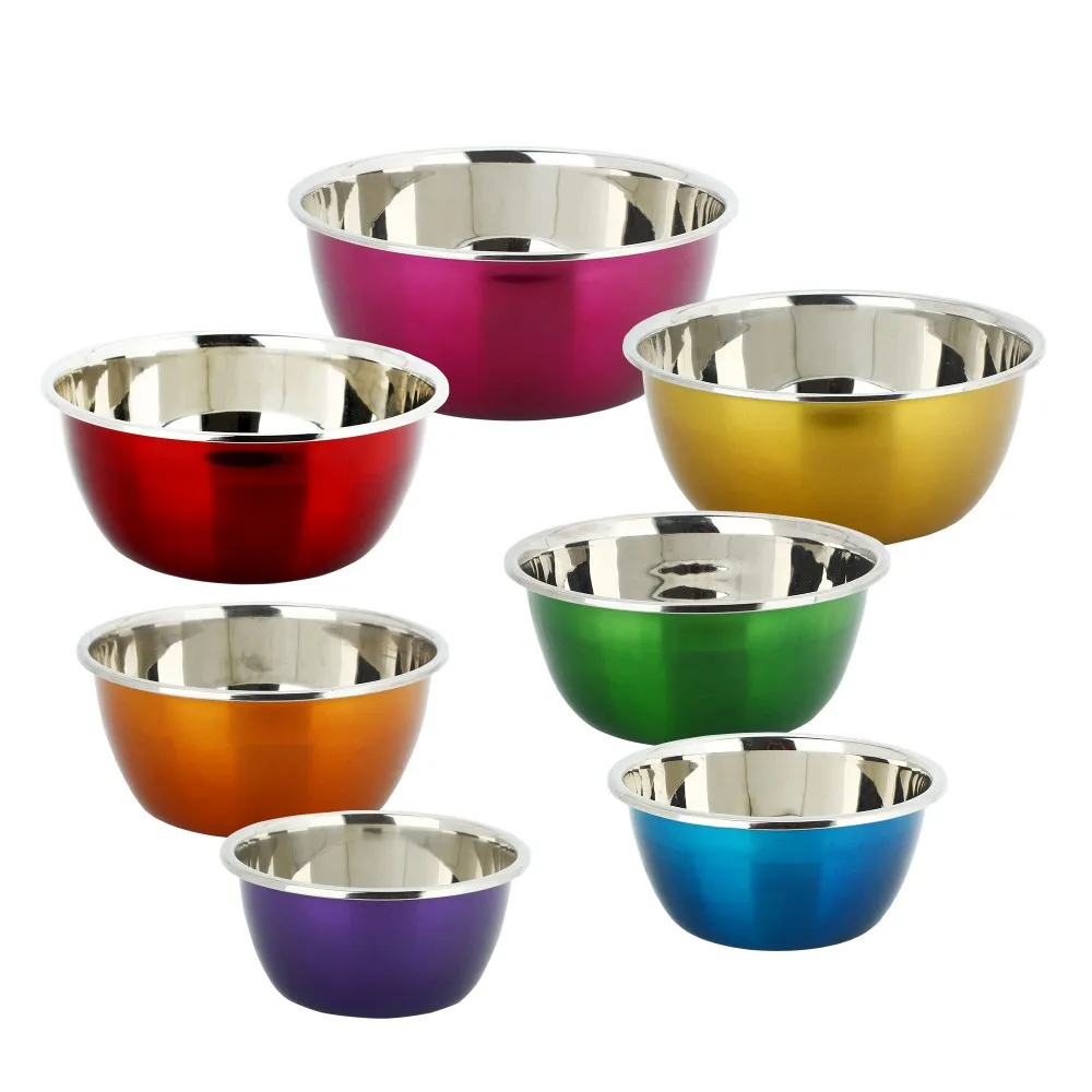 Stainless Steel Metal Colored Soup Bowl Dinner Food Basin Mixing Bowl