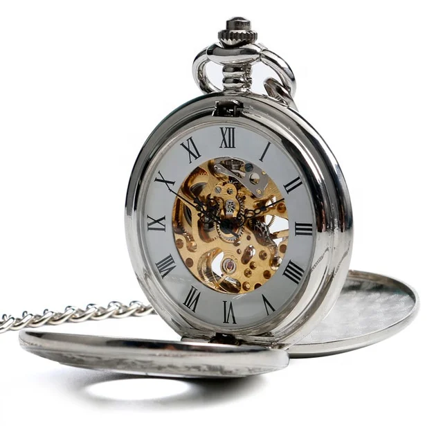 

Tourbillon watch Automatic Moonphase Mechanical Pocket Watch Silver Skeleton Mechanical Automatic Pocket Watch, Silver or custom color