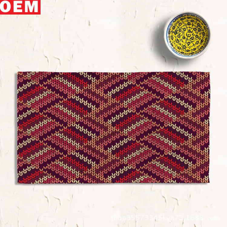 
Custom Printed Restaurant Placemat Plate Cup Tablemat Cotton Linen Placemats With Figures 