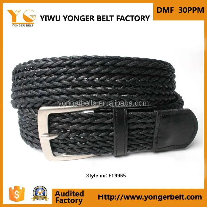 Yiwu Factory Wholesale Womens Made Braided Wasit Belt Black Wide Stretch Belt For Female