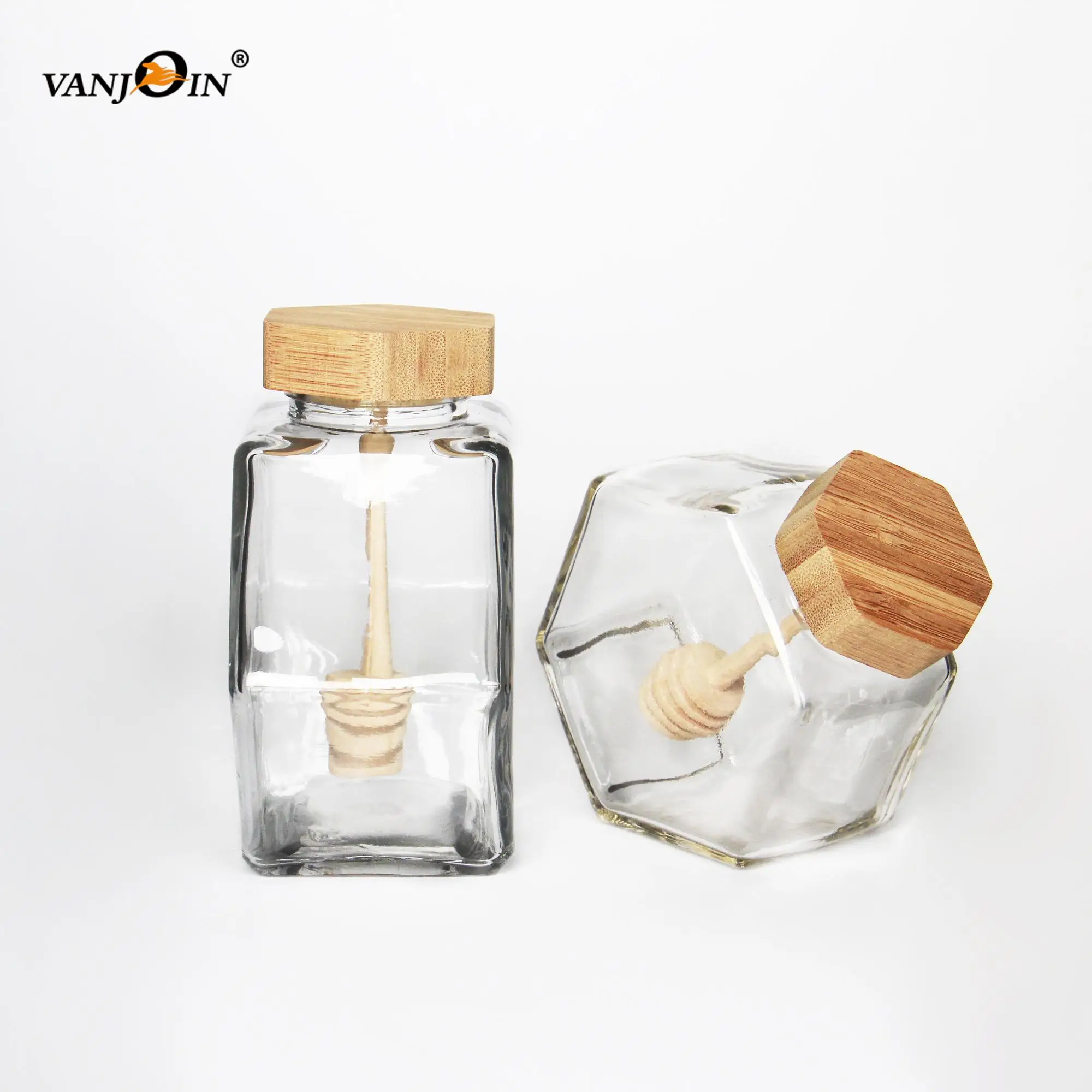 220ml High Quality Hexagonal Honey Glass Decorative Honey Jars With