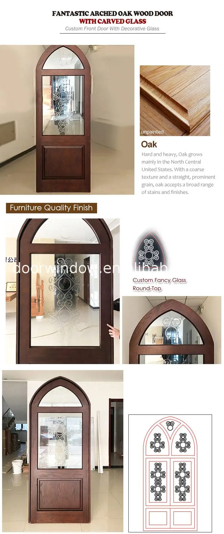 Wholesale low moq wood and glass doors window door coverings