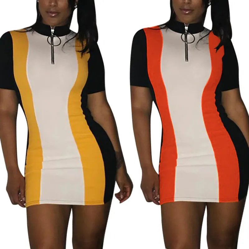 

80601-MX5 fashion bodycon colorblock women dress new design