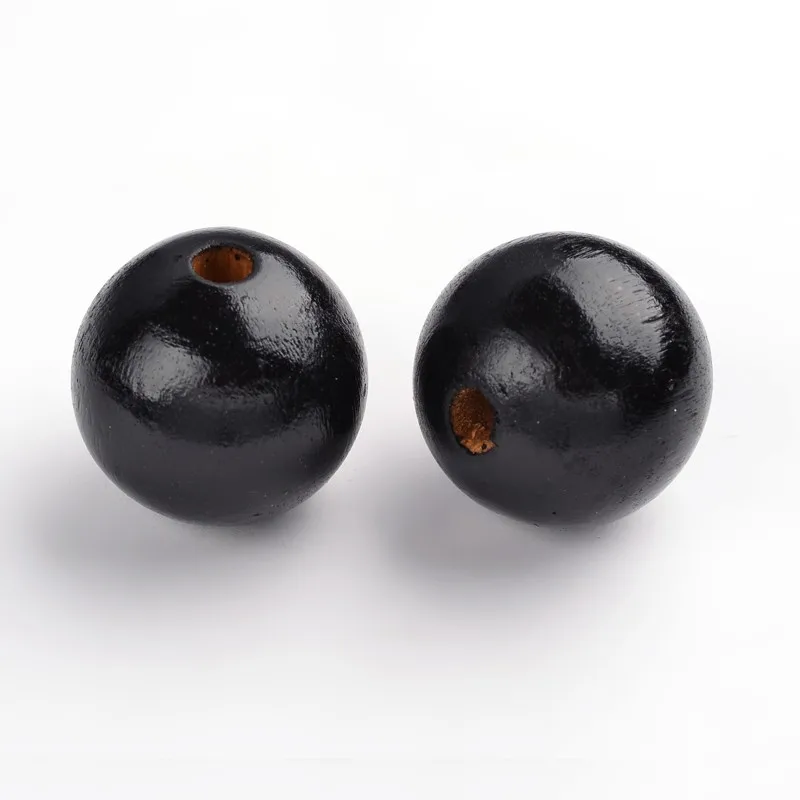 

PandaHall 30mm Large Round Lead Free Dyed Black Wood Beads