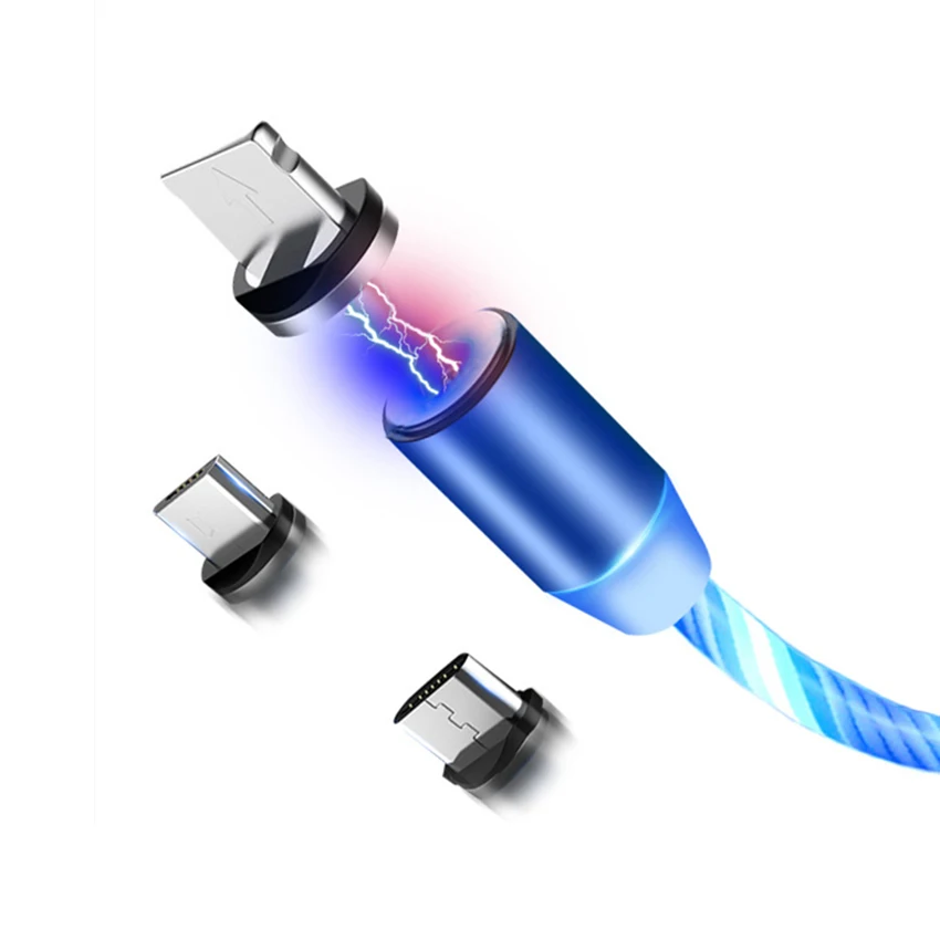 Voice Control Cable Charger Mobile 3 In 1 Micro Type C Charge Data 8pin Magnetic Charging Cable