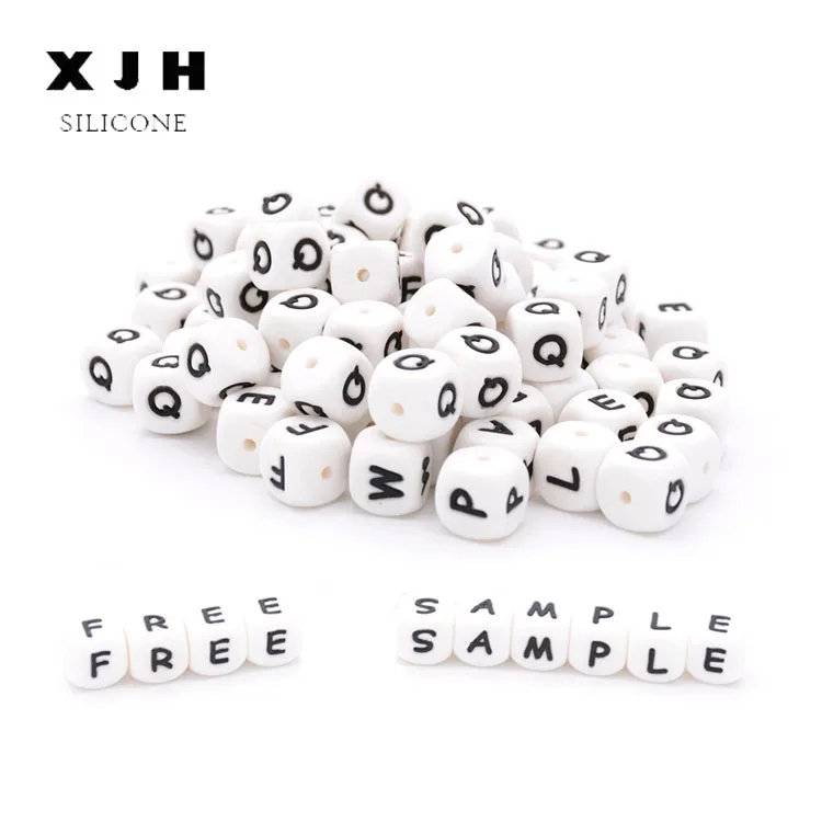 Wholesale 12mm Alphabet Letter Beads BPA Free Baby Silicone Teething Beads