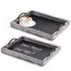 Rustic Style Wood Chalkboard Surface Nesting Breakfast serving tray with handles