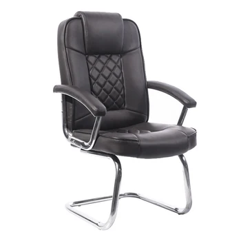 Classic Brown Pu Leather Executive Office Guest Chairs With Strong Bow