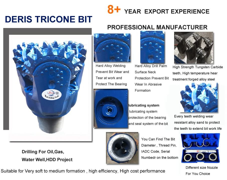 tricone drill bit for oil well drilling
