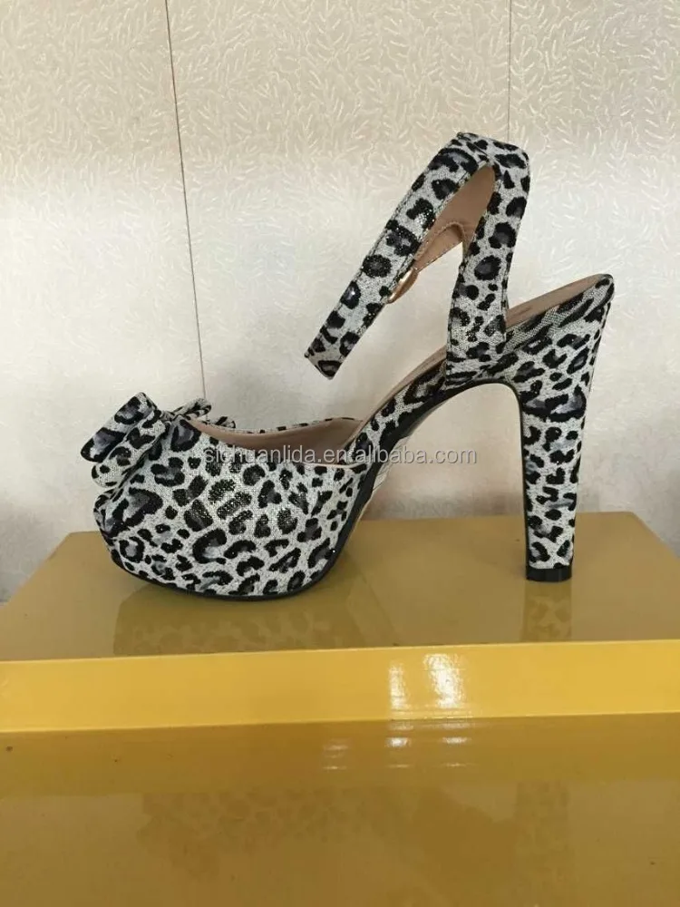 high heel lady shoe leopard sandal hidden platform