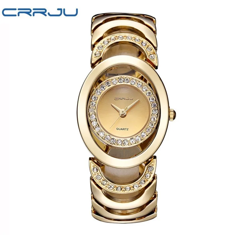 

CRRJU Luxury Women Watch Famous Brands Gold Fashion Design Relogio Femininos Bracelet Watches Ladies Women Wrist Watches