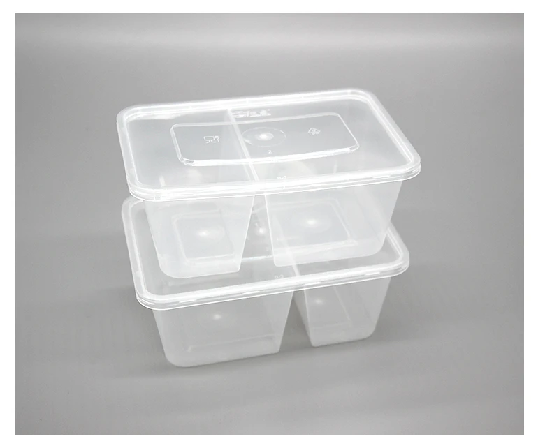 Customizable Disposable 2 Compartments Plastic To Go Boxes Restaurant 