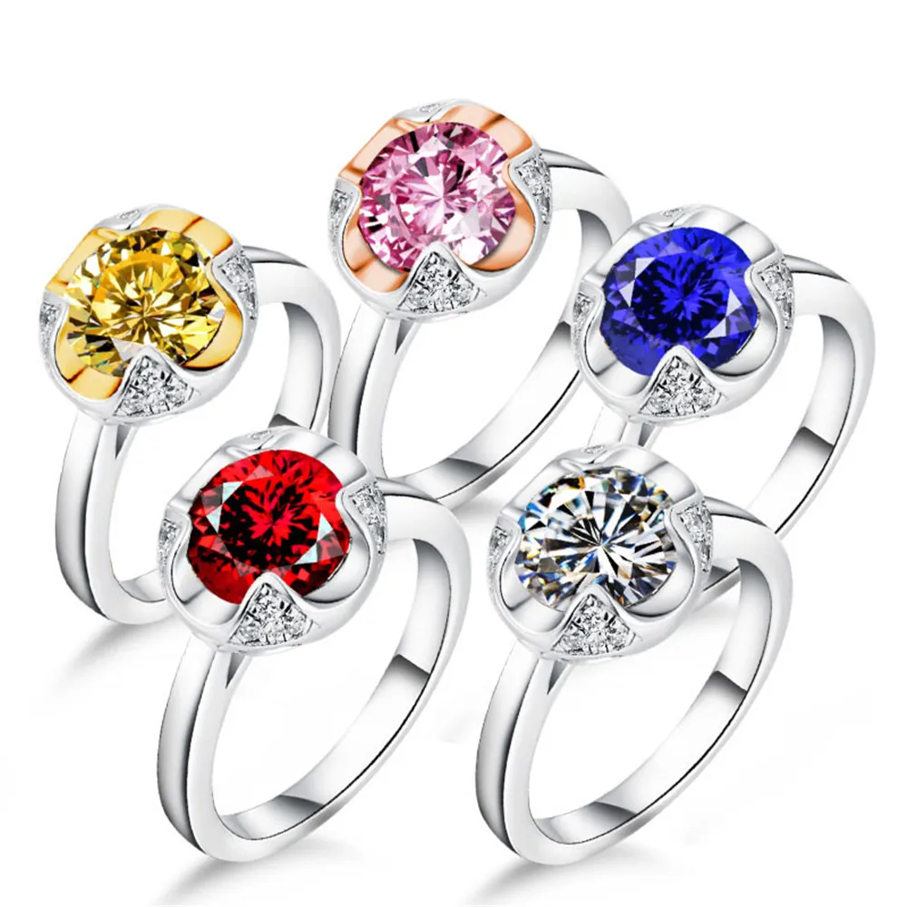 

Fashion Multi Design Jewelry 925 Sterling Silver/Brass CZ Rings for Women Wedding Engagement Size 6-9#, Picture