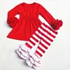 Hot sale fall Winter Outfit Baby Clothes Festival Girls Ruffle Sets Boutique Christmas Girls Outfits