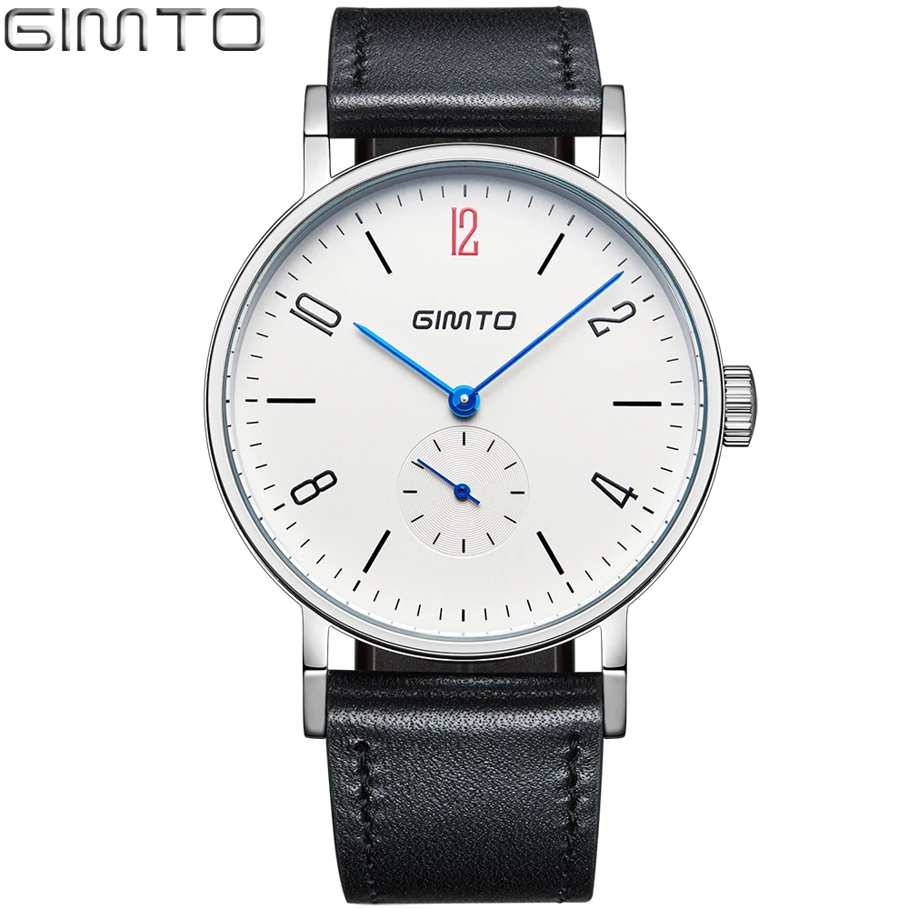 

GIMTO GM222 Fashion Leather Strap Analog Quartz Watch Men Waterproof Luxury Brand Wrist Men Watch, 4 color for you choose