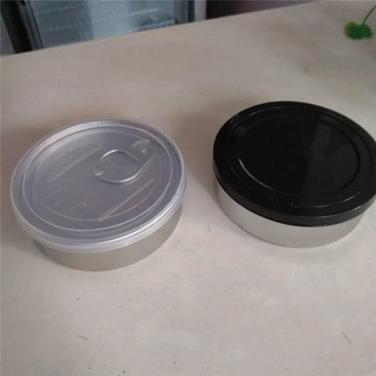 self seal aluminum peel off lid press tin cans with black or clear lid, View cans, AHAIPET