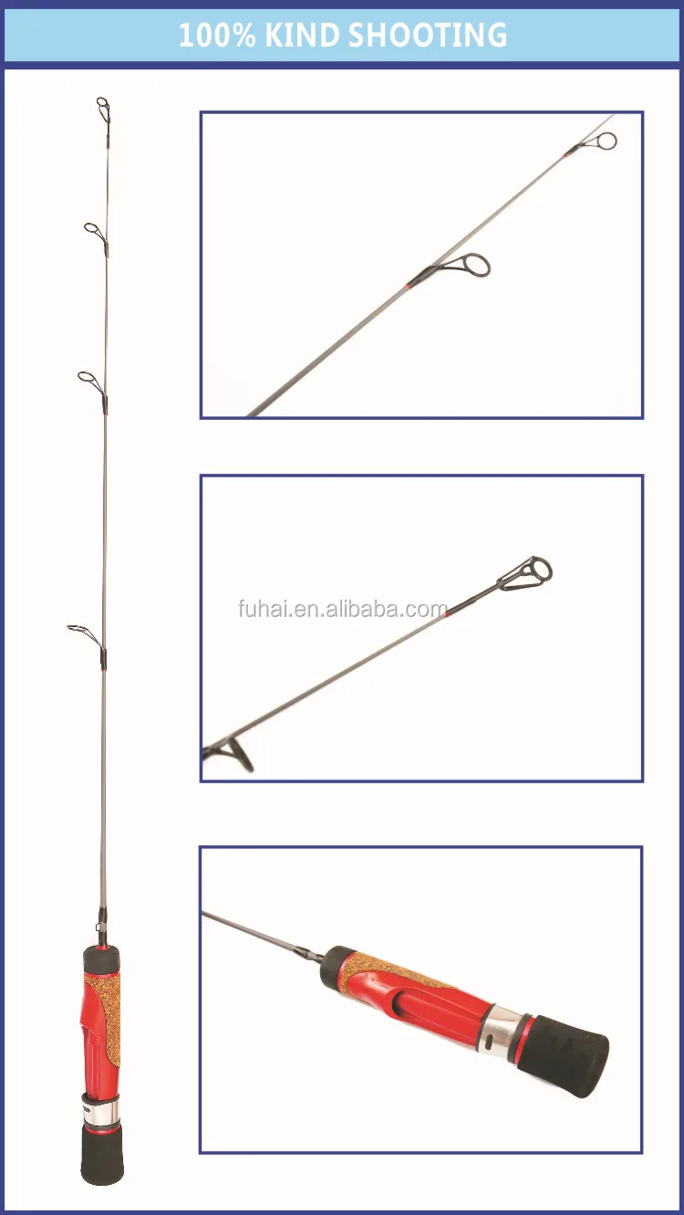 63cm Red Ice Fishing Rod,25''ml Glass Fiber Ice Rod Weihai Oem Ice