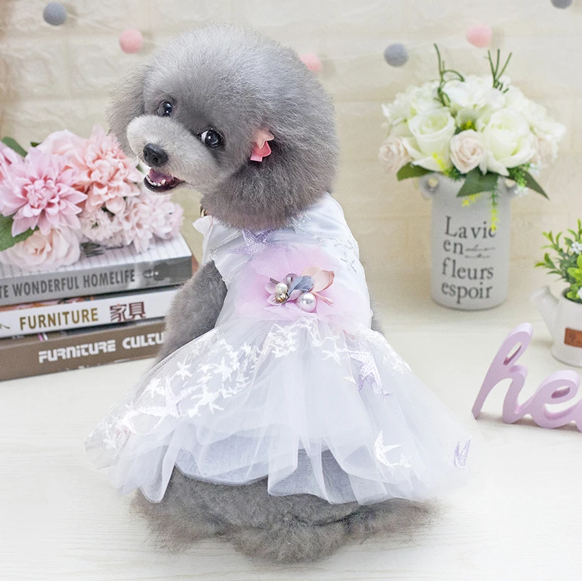 

Factory wholesale summer dog clothes stock luxury wedding dog dress, White