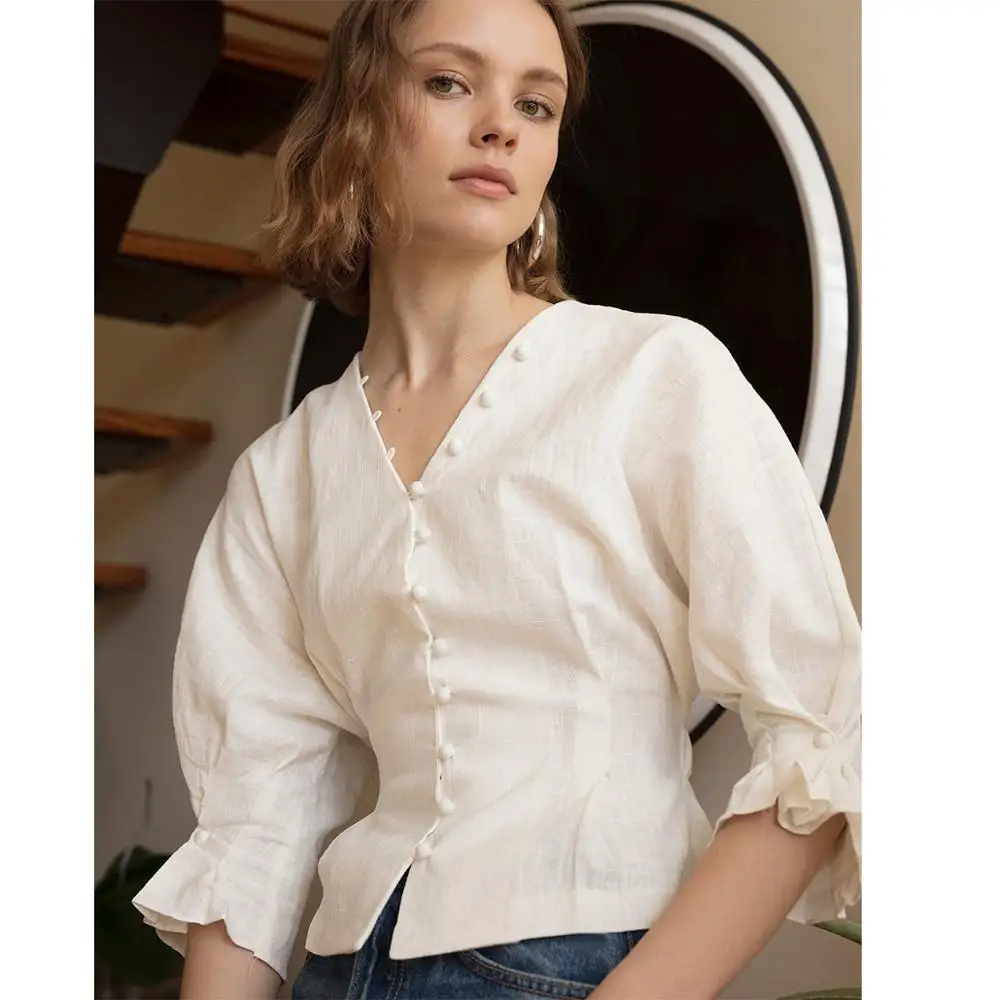 

B14219A hot sale lady elegant long sleeve blouse shirts