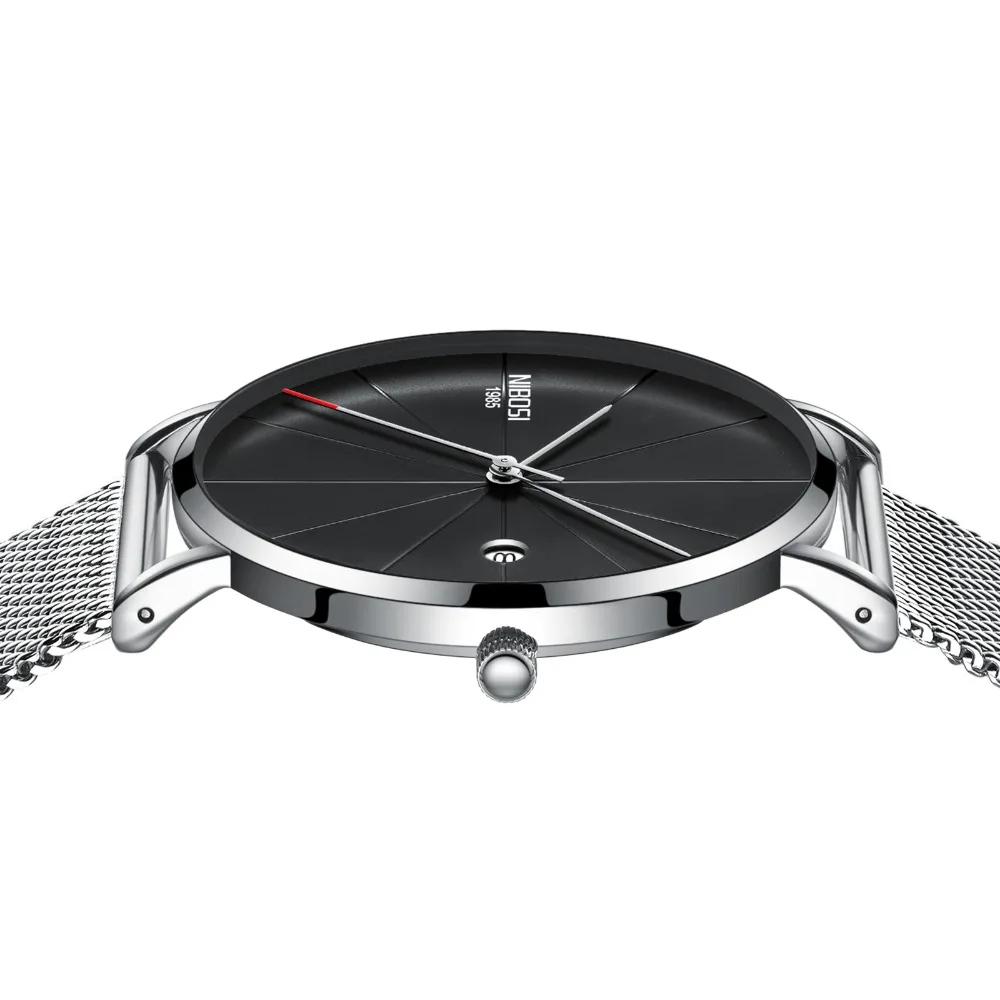 
NIBOSI 2321 Watch 40mm Unisex Ultra Thin IP Blue Minimalist Watch Men 