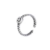 Wholesales Vintage Smile Face Coin Open Cuff Ring Personalized 925 Sterling Silver Braided Inspiration Ring Jewelry for Women