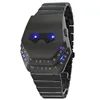 special design army fashion snake head black stainless steel wrist watch blue/red lights sports men military digital led watch