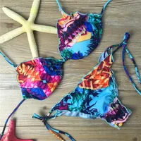 

TQSKK Bikinis Women Swimsuit 2016 New Summer Floral Tassel Swim Top Bathing Suit Padded Sexy Swimwear Bikini Brazilian